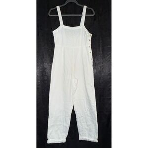 Billabong White Gauze Jumpsuit‎ Womens Small Cotton Side Button Beach Overalls